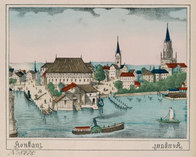 Veduta di Costanza con il porto, il Konzil e la cattedrale, 1830 da German School