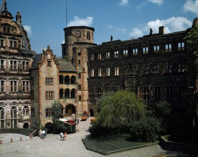 Veduta del castello di Heidelberg, costruito nel XVI secolo da German School