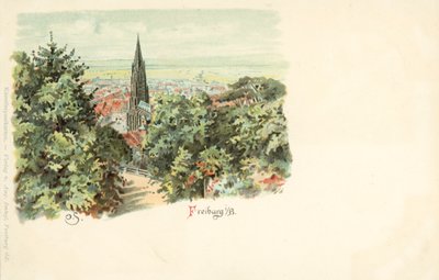 Veduta della città di Friburgo, Germania, con la sua cattedrale da German School