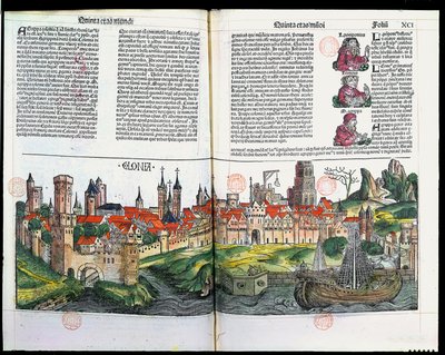 Veduta della città di Colonia, dalla Cronaca di Norimberga di Hartmann Schedel, 1493 da German School