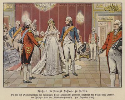 Matrimonio del principe ereditario Federico Guglielmo di Prussia e della principessa Luisa di Meclemburgo-Strelitz nel Palazzo Reale, Berlino, 24 dicembre 1793 da German School