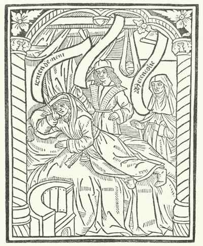 Xilografia dalla Prima Edizione delle opere di Alain Chartier (incisione) da German School