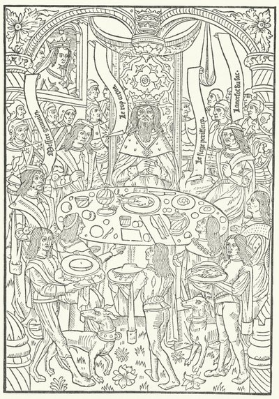 Xilografia dalla prima edizione di Lancillotto del Lago, stampata a Rouen da Jean le Bourgeois nel 1488 (incisione) da German School