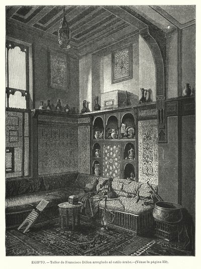 Officina di Francis Dillon, decorata in stile arabo da German School
