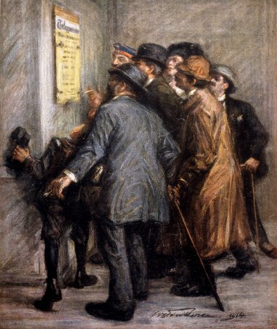 Prima Guerra Mondiale (1914-1918): Austriaci leggono la dichiarazione delle operazioni di guerra, in “Jugend” da German School