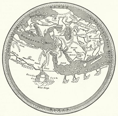 Mappa del mondo del geografo e cartografo arabo Muhammad al-Idrisi da German School