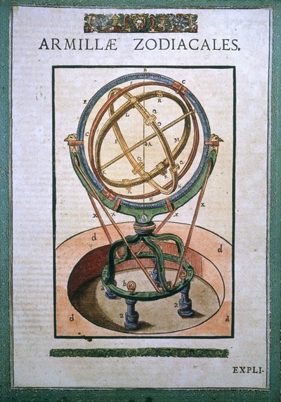 Sfera armillare zodiacale in "Astronomiae instituatae machanicia" di Tycho Brahe (1546 - 1601), Wandsbeck da German School