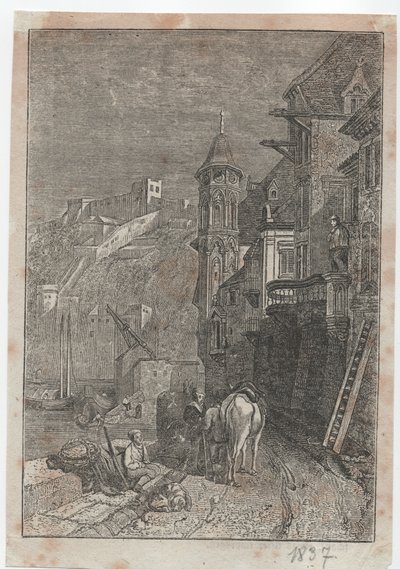 Scena di città medievale da German School