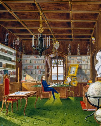 La Biblioteca nella Villa Lazarovich, residenza di Trieste di Massimiliano d