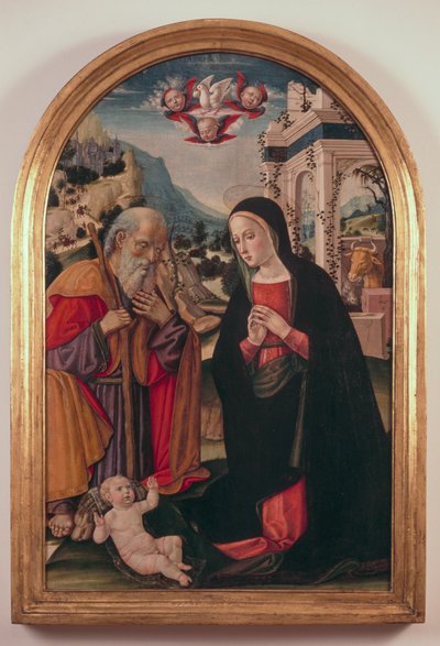 Adorazione del Bambino, ca 1490-1525, di Girolamo Benvenuto (1470-1524) da Gerolamo di Benvenuto