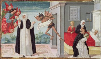 Santa Caterina da Siena Intercede con Cristo per Liberare la Sorella Morente Palmerina dal Patto con il Diavolo da Gerolamo di Benvenuto