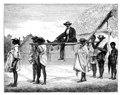 Nativi africani che trasportano un uomo bianco, Africa, XIX secolo da Gerome Staal