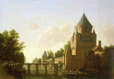 Veduta serale della Kleine Houtpoort a Haarlem da Gerrit Adriaensz Berckheyde