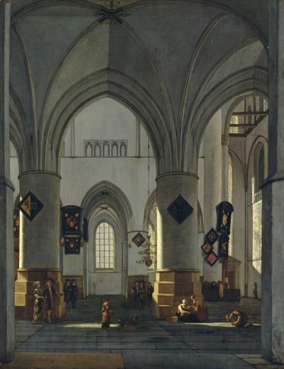 Veduta interna della chiesa di San Bavone, Haarlem da Gerrit Adriaensz Berckheyde