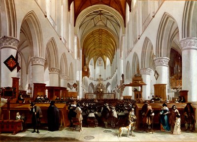 Interno di una chiesa. Dipinto di Gerrit Berckheyde da Gerrit Adriaensz Berckheyde
