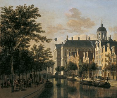 Il Nieuwezijds Voorburgwal con il mercato dei fiori, Amsterdam da Gerrit Adriaensz Berckheyde
