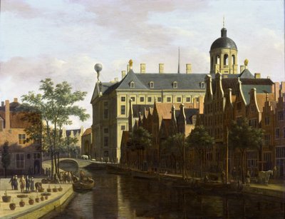 Amsterdam, il Nieuwezijds Voorburgwal vicino al Bloemmarkt da Gerrit Adriaenszoon Berckheyde