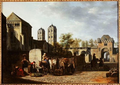 Francese: Fontaine publique et église Saint-Géréon à Cologne da Gerrit Adriaenszoon Berckheyde