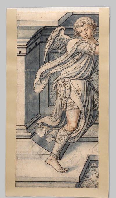 Angelo. Frammenti di cartone per la vetrata nella facciata ovest di Joris van Egmond (Vescovo di Utrecht 1535-1559) per la Chiesa di San Bavone a Haarlem da Gerrit Boels (workshop of)