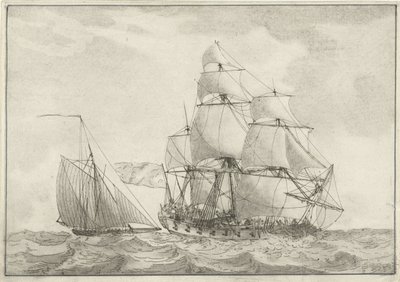 Cutter e una fregata da guerra da Gerrit Groenewegen