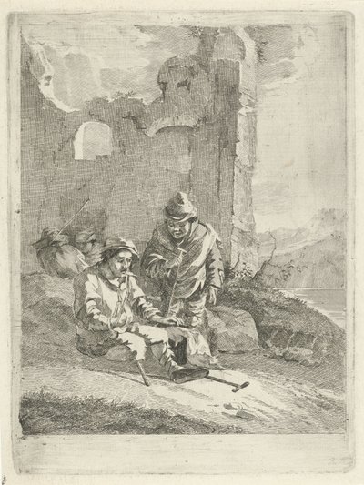 Quattro figure presso una rovina da Gerrit Groenewegen