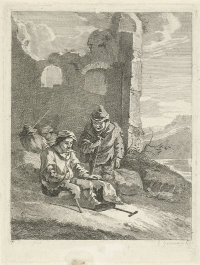 Quattro figure presso una rovina da Gerrit Groenewegen
