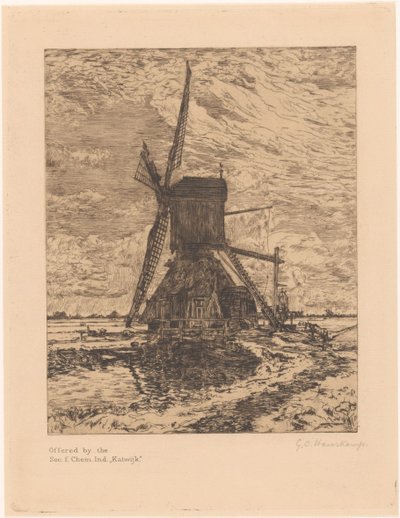Mulino in un paesaggio pianeggiante da Gerrit Haverkamp (signed by artist)