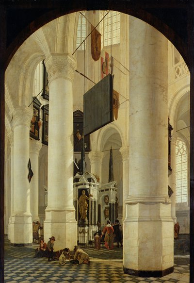 Interno della Nieuwe Kerk a Delft con la Tomba di Guglielmo il Taciturno, 1650 da Gerrit Houckgeest