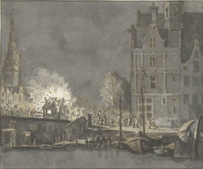 Incendio delle case doganali presso il Nieuwebrug ad Amsterdam da Gerrit Lamberts