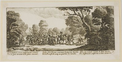 Scoperta dei soldati criminali, tavola 9 da Le grandi miserie della guerra da Gerrit Lucasz van Schagen