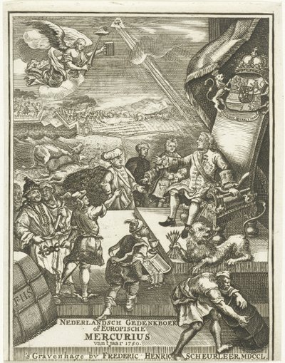 Pagina del titolo per il Mercurio Europeo del 1750 da Gerrit Sibersma (possibly)