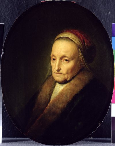 Testa di una vecchia con un colletto di pelliccia da Gerrit Dou