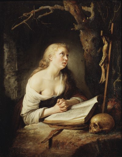 La Maddalena Penitente, c.1650-65 da Gerrit Dou