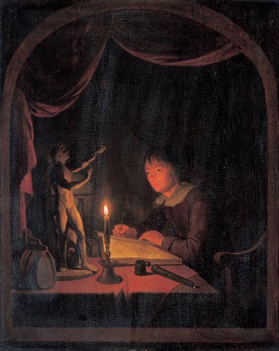 Giovane artista che disegna da Gerrit Dou