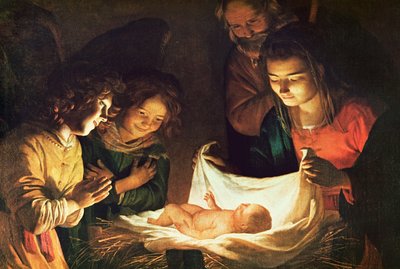 Adorazione del bambino, c.1620 da Gerrit van Honthorst