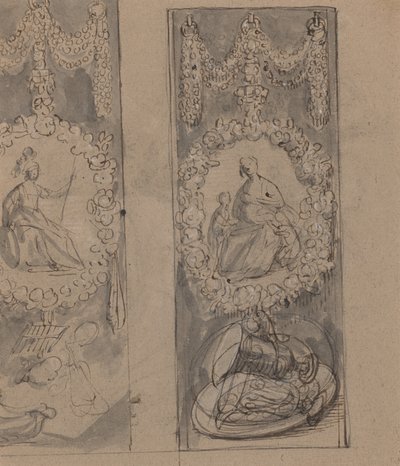 Motivi decorativi con ghirlande (verso) da Gerrit van Honthorst
