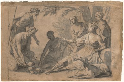 Diana e quattro ninfe che ricevono doni da un satiro da Gerrit van Honthorst