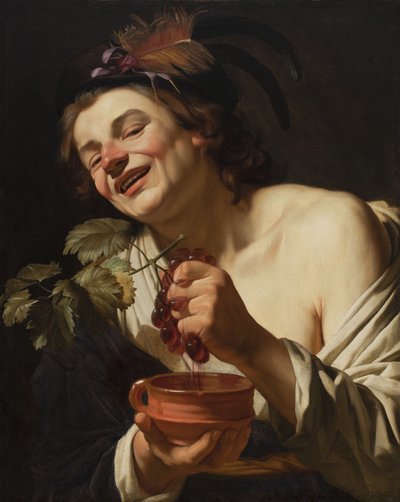 Giovane Sorridente che Spremi Uva, 1622 da Gerrit van Honthorst