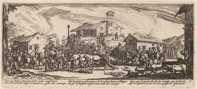 Saccheggio e incendio di un villaggio da Gerrit van Schagen after Jacques Callot