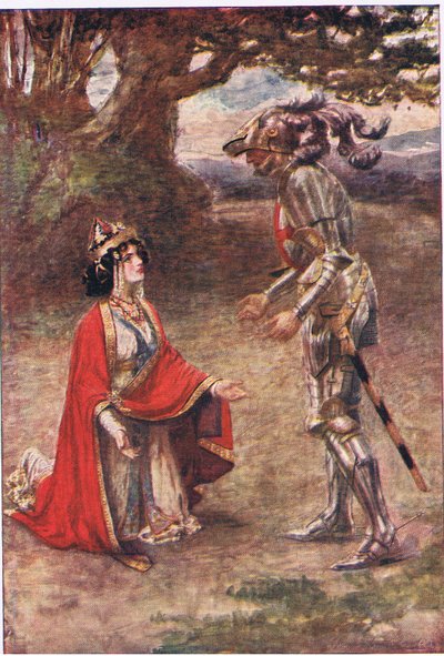 Il Cavaliere della Croce Rossa fu completamente sopraffatto, Storie dalla Faerie Queen pubblicate da George Harrap and Company da Gertrude E. Demain (after) Hammond