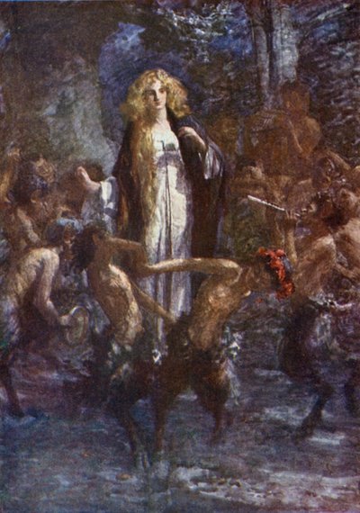 "I satiri danzavano intorno a lei con gioia" da Gertrude E. Demain (after) Hammond