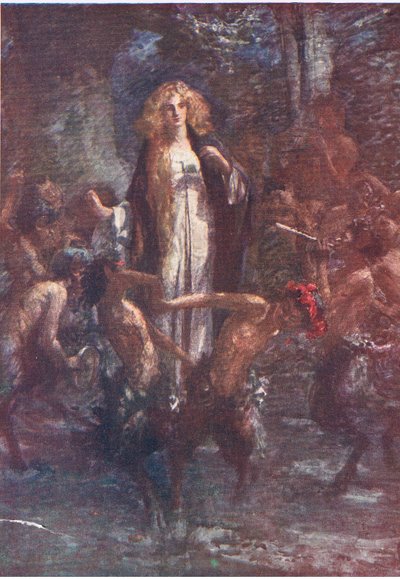I satiri danzavano intorno a lei con gioia, Storie della Regina delle Fate pubblicate da George Harrap and Company da Gertrude E. Demain (after) Hammond