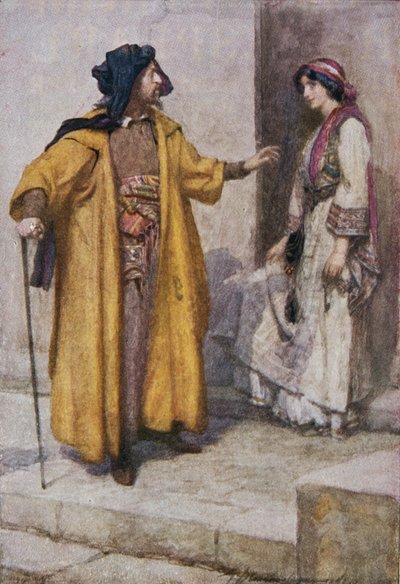 Shylock le diede le chiavi e le ordinò di custodire la casa, illustrazione da 