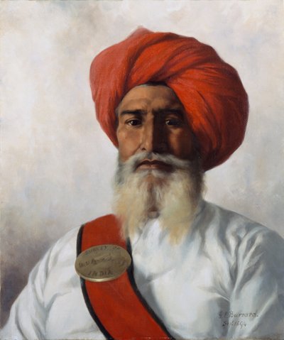 Ganda Singh, un chaprassee Sikh del gruppo topografico No.14 del Colonnello Wilmer, 1894 da Gertrude Ellen Burrard