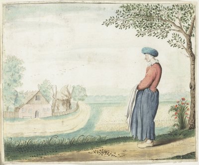 Contadina in un paesaggio da Gesina ter Borch (signed by artist)