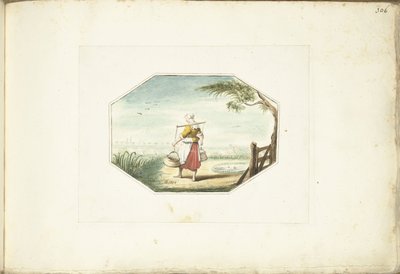 Lattaia con secchi in un paesaggio da Gesina ter Borch (signed by artist)