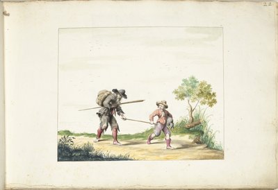 Vecchio mendicante cieco guidato da un ragazzo da Gesina ter Borch (signed by artist)