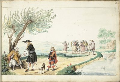 Donna romana legge la mano di un uomo (Mosè?) da Gesina ter Borch (signed by artist)