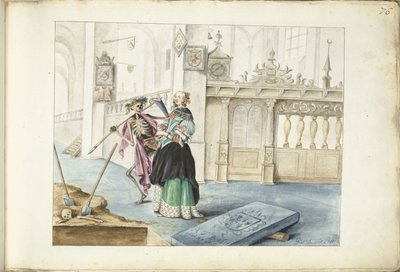 Donna (Aeltien?) accanto alla Morte nella chiesa di San Michele, Zwolle da Gesina ter Borch (signed by artist)