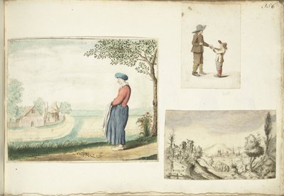 Contadina, ragazzi con mele e un paesaggio collinare da Gesina ter Borch